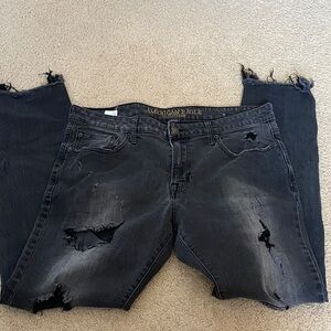 American Eagle Outfitters Ripped Charcoal Skinny Jeans